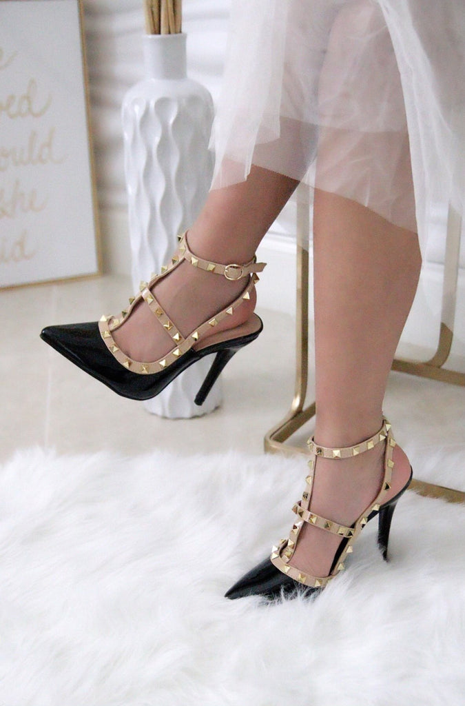 Black 2025 studded stilettos