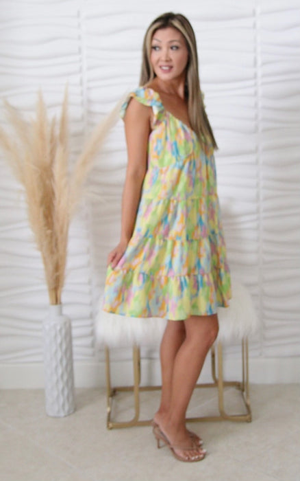 Maddie Yellow Multi Print Dress