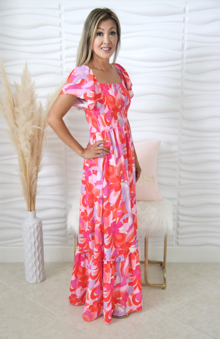 Vicky Floral Print Maxi Dress