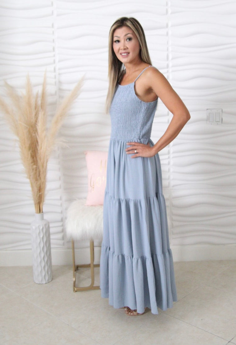 Kristina Dusty Blue Maxi Dress