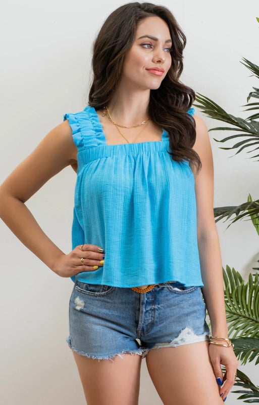 Julie Aqua Sleeveless Top