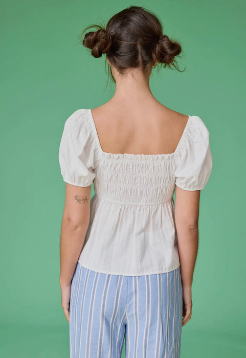 Ellie White Smocked Top