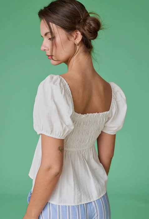 Ellie White Smocked Top