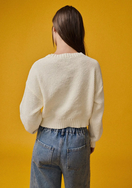 Julie Cream Knit Bow Sweater