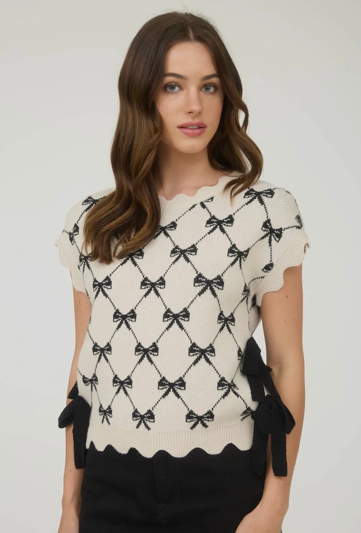 Cassie Cream Bow Side Tie Sweater