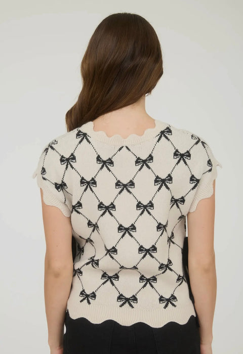 Cassie Cream Bow Side Tie Sweater