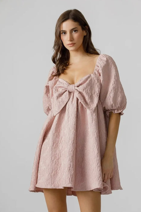 Adalynn Pink Bow Babydoll Dress