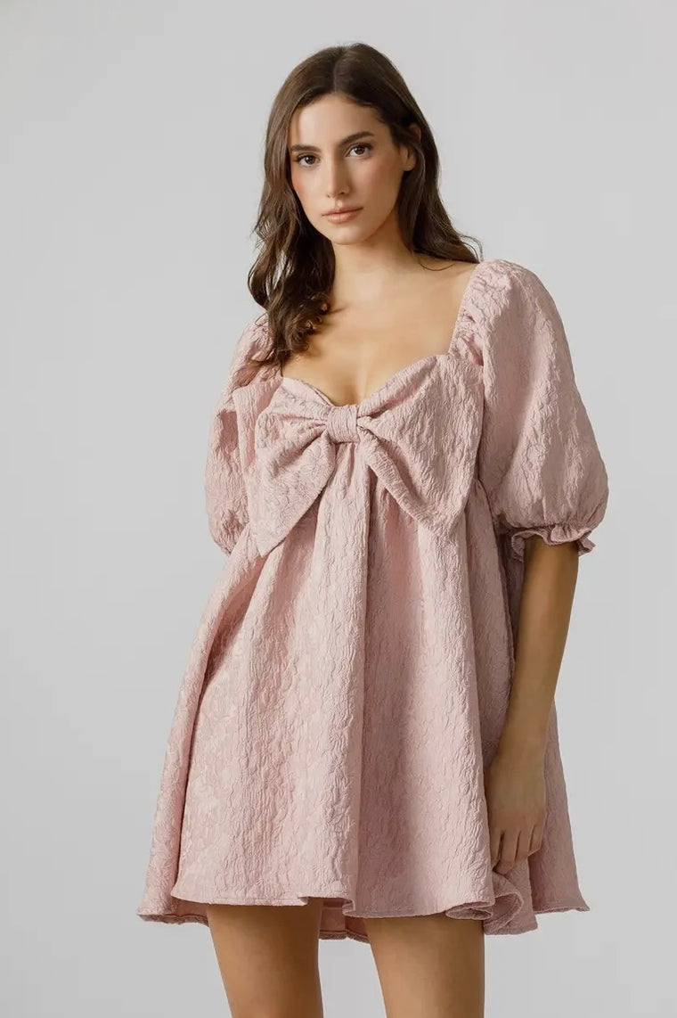 Adalynn Pink Bow Babydoll Dress