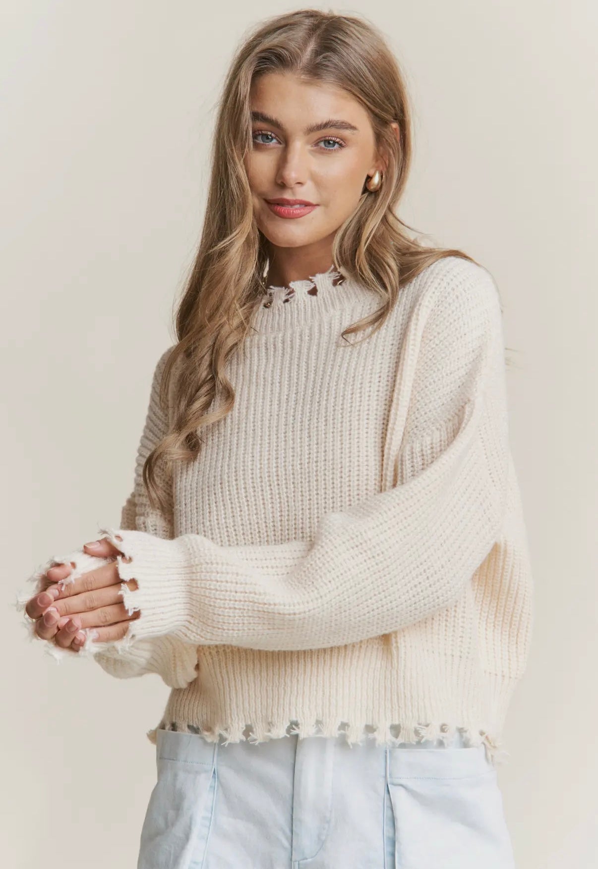 Bethany Distressed Knit Sweater
