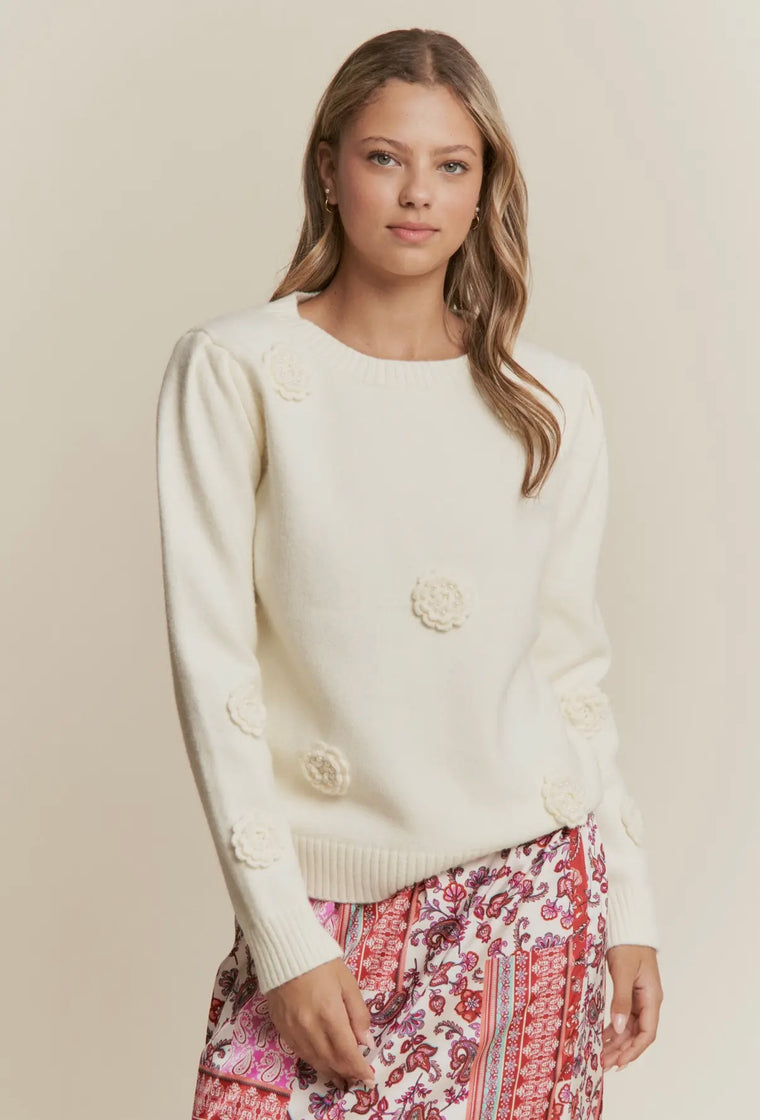 Julie Pearl Flower Sweater