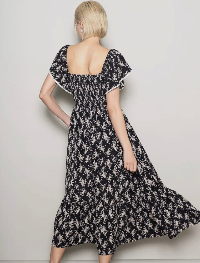 Christy Black Flutter Sleeve Dress