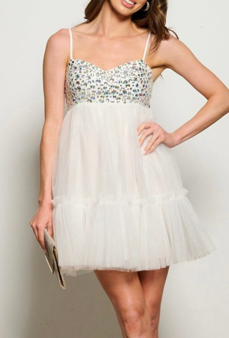 Diana White Rhinestone Dress