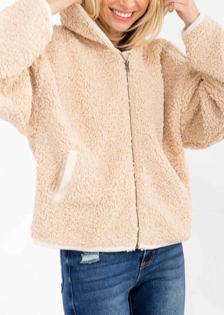 Maria Taupe Sherpa Jacket