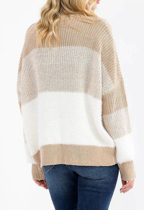 Mandy Beige Colorblock Sweater