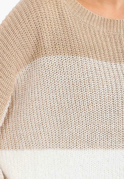 Mandy Beige Colorblock Sweater