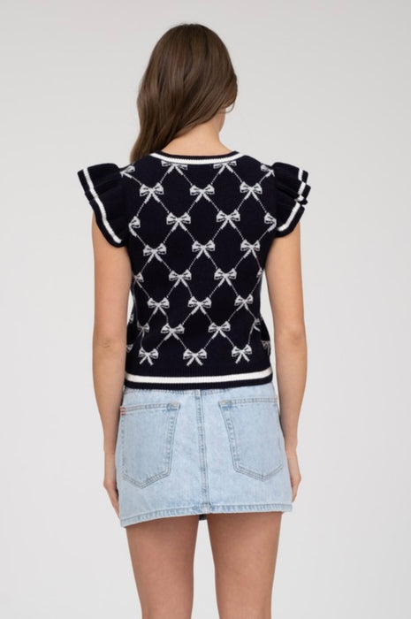 Hayden Navy Bow Sweater