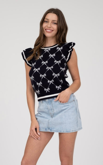 Hayden Navy Bow Sweater