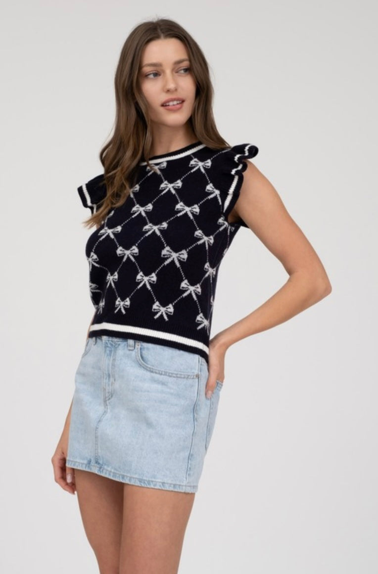 Hayden Navy Bow Sweater