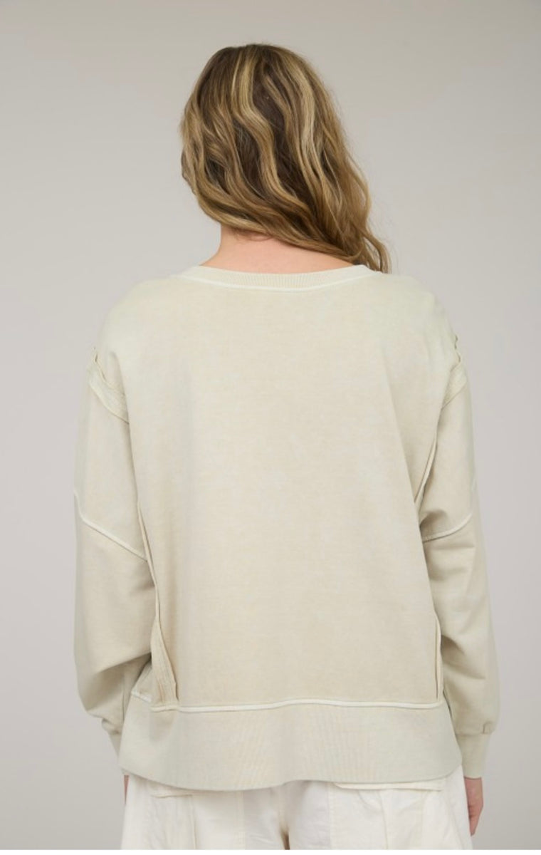 Sandy Oatmeal Washed Knit Top