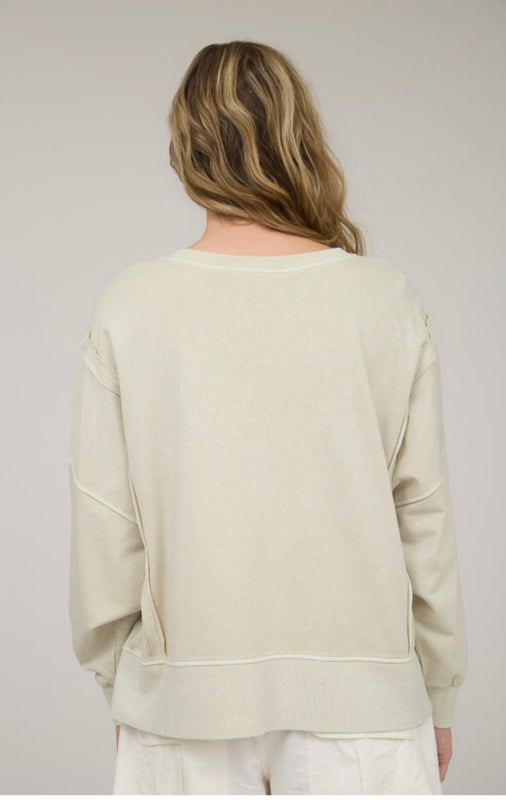 Sandy Oatmeal Washed Knit Top
