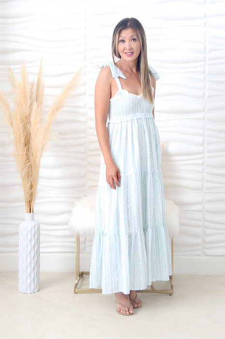 Ally Ivory Blue Floral Maxi Dress