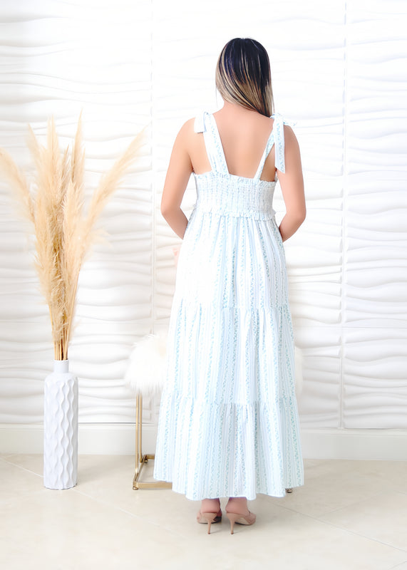 Ally Ivory Blue Floral Maxi Dress