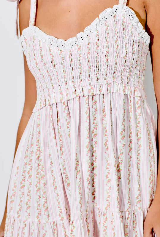 Ally Ivory Pink Floral Maxi Dress
