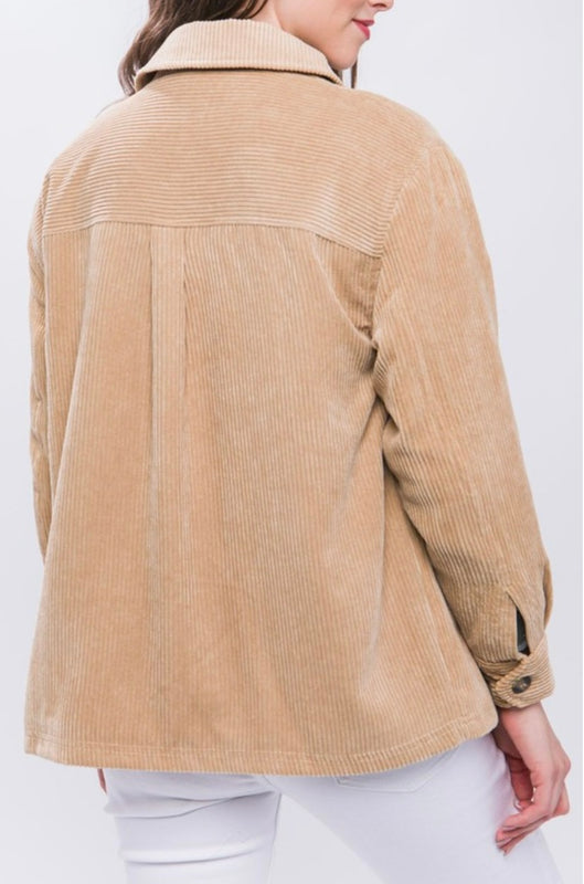 Ava Beige Corudoy Button Jacket