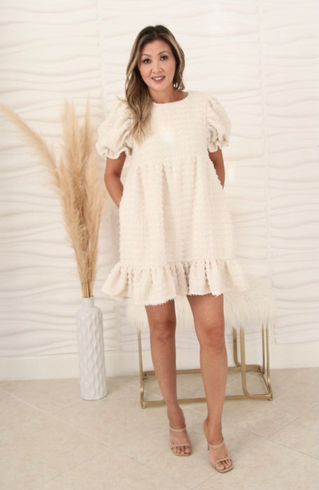 Ally Cream Puff Sleeve Dress