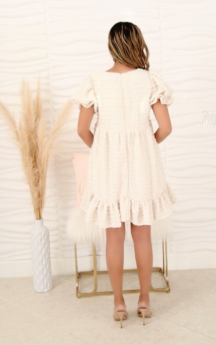 Ally Cream Puff Sleeve Dress