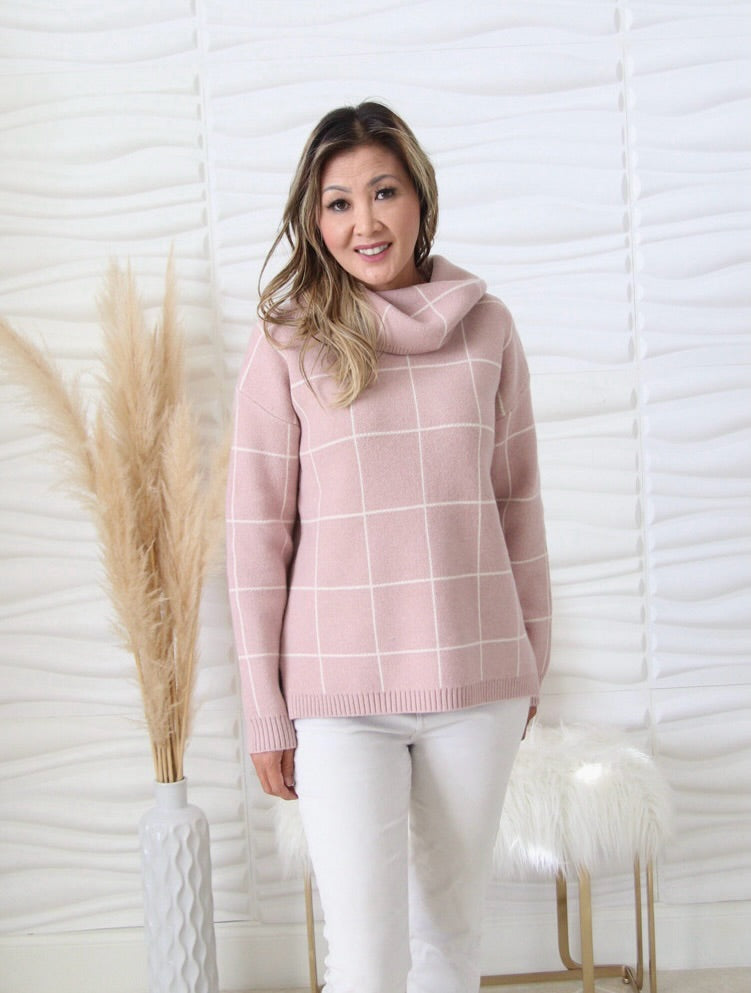 Maria Pink Checker Print Sweater