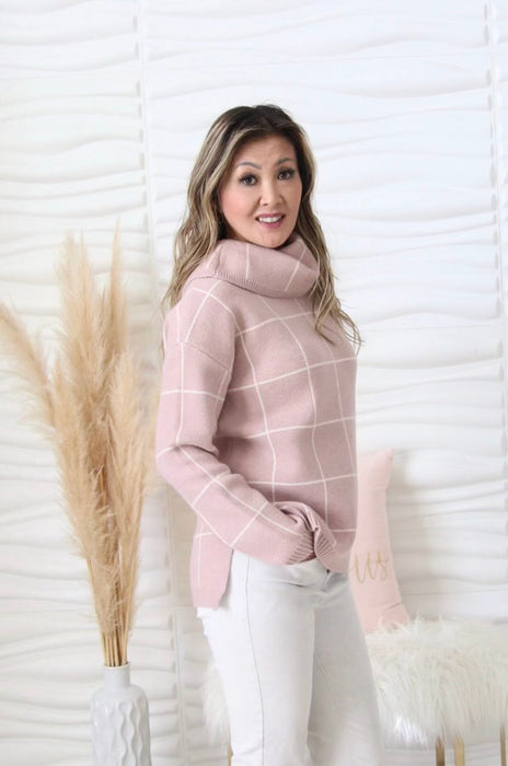 Maria Pink Checker Print Sweater