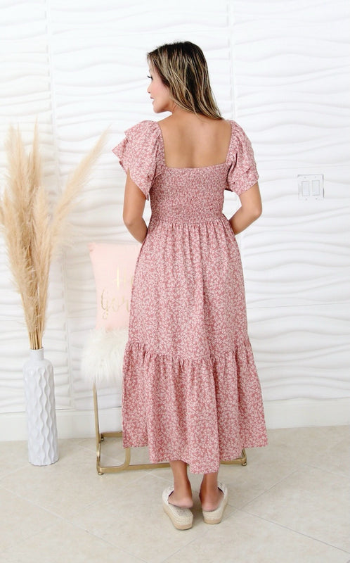 Lily Mauve Flutter Sleeve Dress