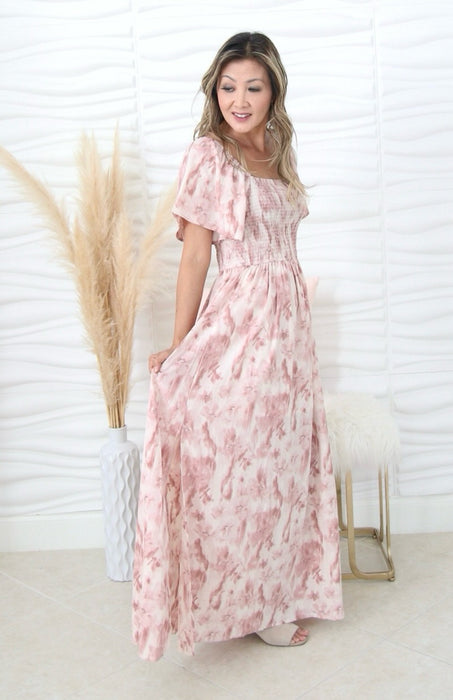 Kayla Pink Floral Maxi Dress