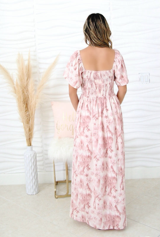 Kayla Pink Floral Maxi Dress