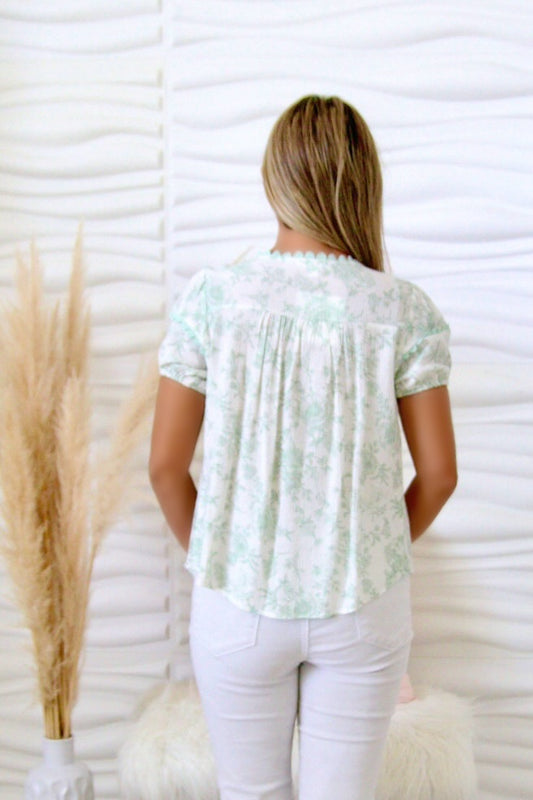 Eva Sage Double Front Tie Blouse