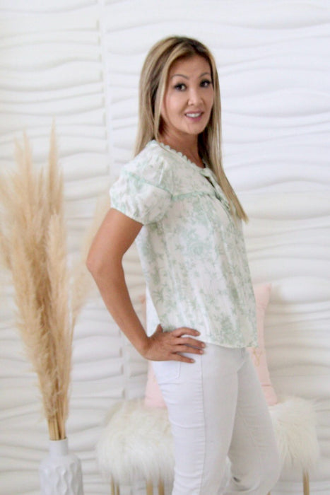 Eva Sage Double Front Tie Blouse