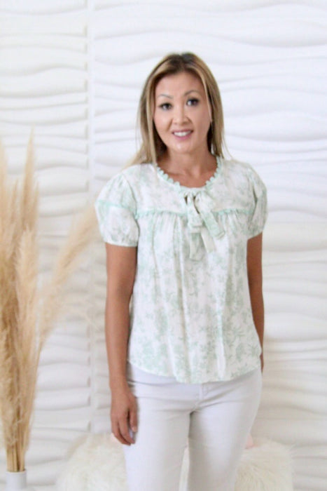 Eva Sage Double Front Tie Blouse