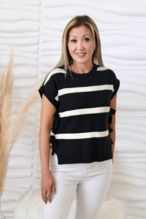 Bethany Black Side Tie Sweater