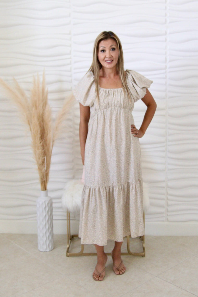 Ellie Latte Bubble Sleeve Dress