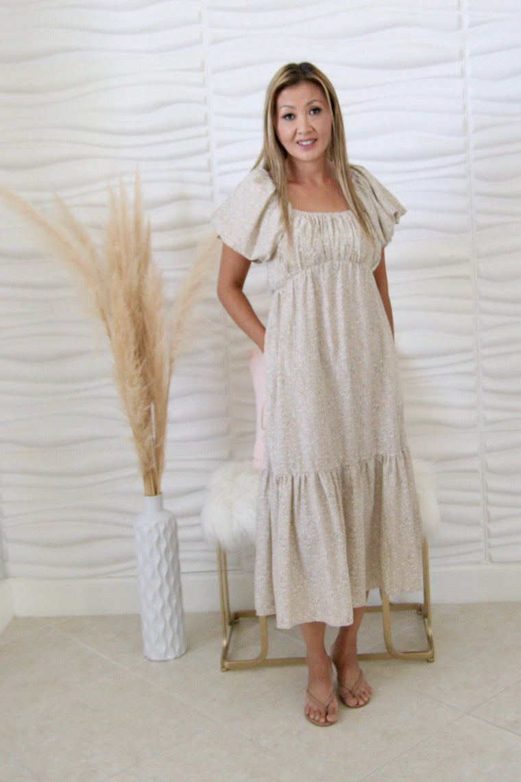 Ellie Latte Bubble Sleeve Dress