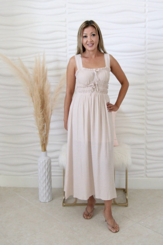 Stacey Light Taupe Midi Dress