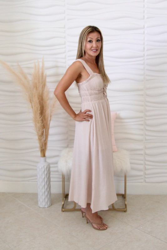 Stacey Light Taupe Midi Dress