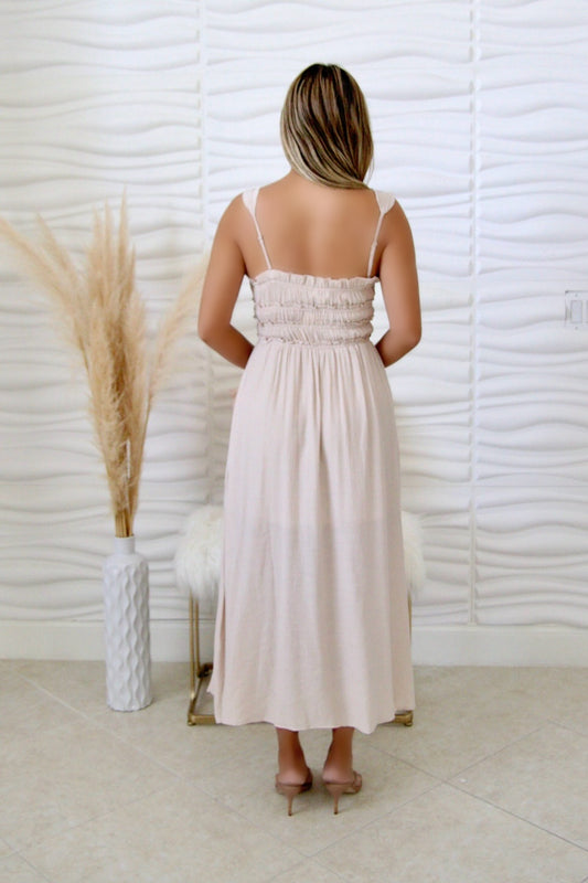 Stacey Light Taupe Midi Dress