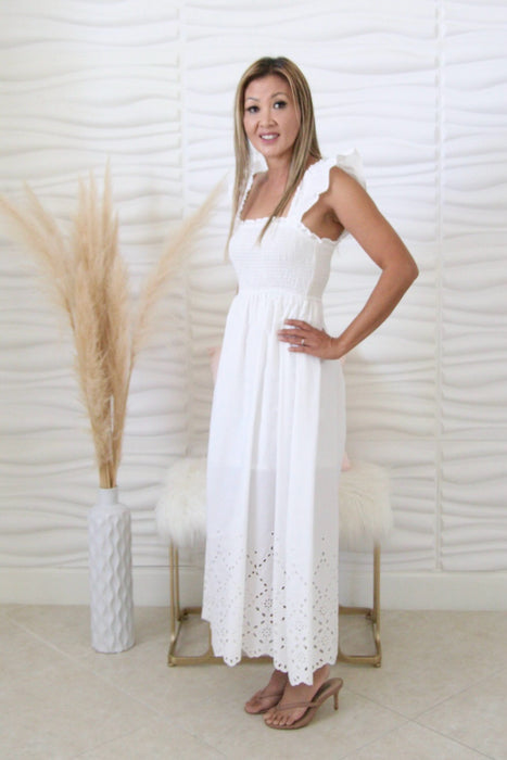 Adalynn White Eyelet Midi Dress