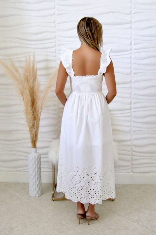 Adalynn White Eyelet Midi Dress
