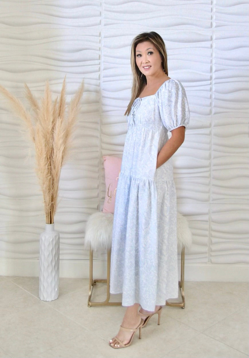Ally Blue Toile Print Maxi Dress Morning Essence Boutique Ally Blue Toile Print Maxi Dress Morning Essence Boutique