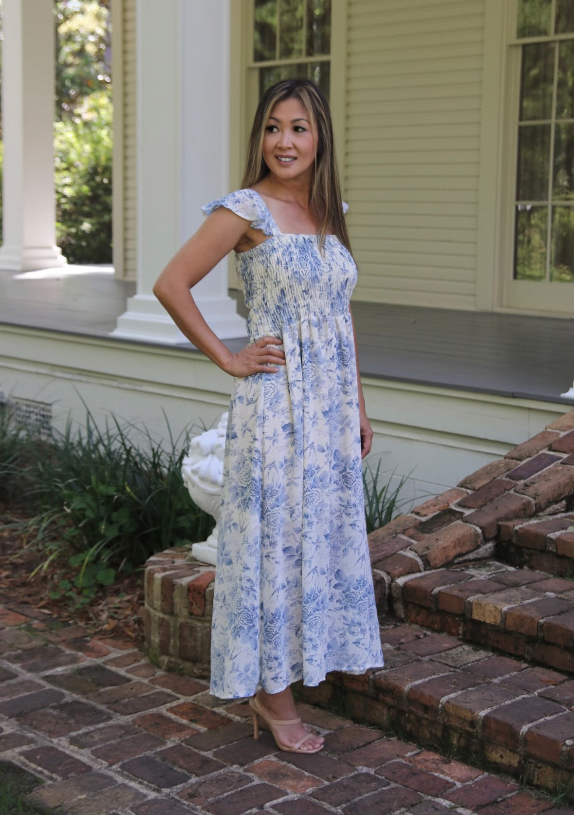 Leila Blue Floral Smocked Dress Morning Essence Boutique Leila Blue Floral Smocked Dress Morning Essence Boutique