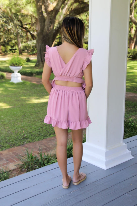 Everly Pink Ruffle Top & Skirt