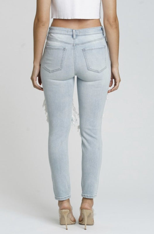 Laurie High Rise Light Distressed Denim